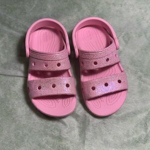 CROCS Pink Sparkle Kids Sandals NWOT